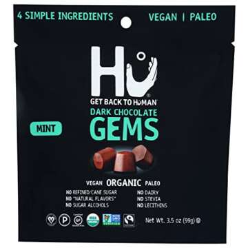 Hu Organic Snacking Mint Dark Chocolate Gems, Natural, Organic, Vegan, Gluten Free, Paleo, Non GMO, ...