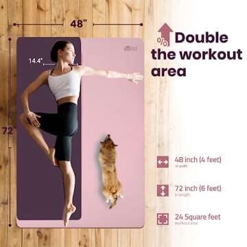 Gogokiwi Large Yoga Mat Extra Wide Non-Slip Fitness Mat