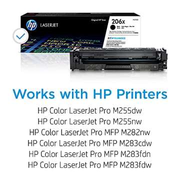 HP 206X Black High-yield Toner Cartridge | Works with HP Color LaserJet Pro M255, HP Color LaserJet ...