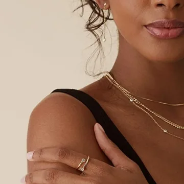 PAVOI 14K Gold Plated Adjustable CZ Bypass Ring