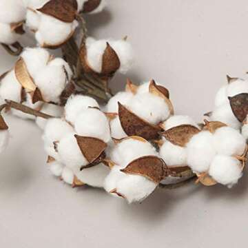 24 Inch Real Cotton Wreath Farmhouse Decor Christmas Vintage Wreath