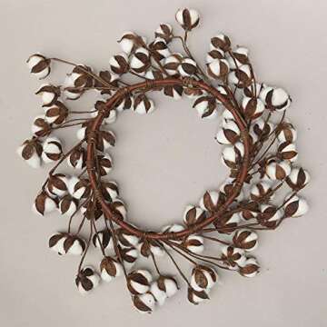 24 Inch Real Cotton Wreath Farmhouse Decor Christmas Vintage Wreath