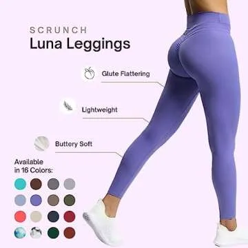 Aoxjox High Waisted Workout Leggings for Women Scrunch Tummy Control Luna Buttery Soft Yoga Pants 26" (Blueberry, Small)