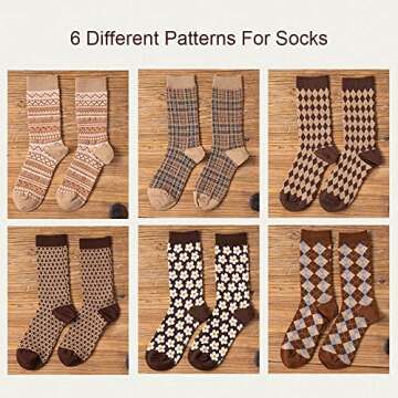 Laiiqi 6 Pairs Women's Winter Socks, Warm Thick Socks Vintage Casual Soft Socks for Women Cozy Crew ...