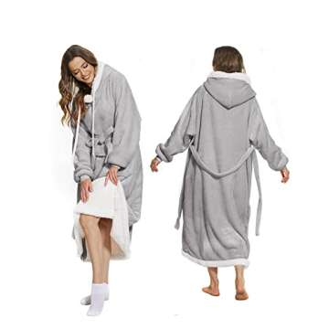 MILDLY Long Wearable Blanket - 1PCS Hoodie Sherpa Oversized Sweatshirt Blanket for Gift Women Men Adults Teens 5'1''-5'5'' Super Warm Blanket with Sleeves
