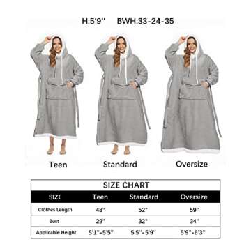 MILDLY Long Wearable Blanket - 1PCS Hoodie Sherpa Oversized Sweatshirt Blanket for Gift Women Men Adults Teens 5'1''-5'5'' Super Warm Blanket with Sleeves