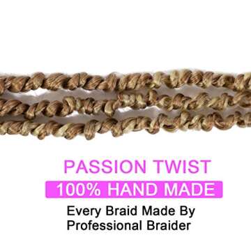 5Packs(115g/pack) Ombre Blonde Pretwisted Passion Twist Corchet Hair 22inch Pre-Looped Long Passion Twist Bohemian Curly Synthetic Braiding Hair Extensions(15strands/pack,T27/613#)