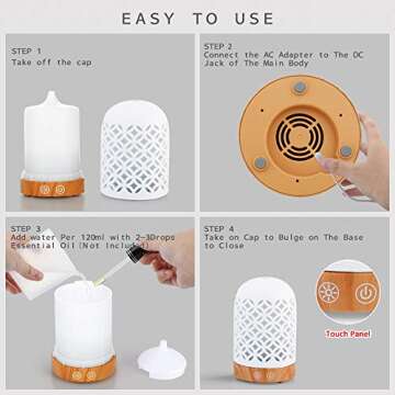 Essential Oil Diffuser 160ml Cool Mist Humidifier 7 Colors LED Night Lamps Crafts Ornaments All in 1 Upgrade Whisper-Quiet Ultrasonic Ceramics Copper Coin Pattern Humidifiers US 120V