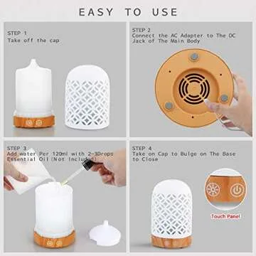 Essential Oil Diffuser 160ml Cool Mist Humidifier 7 Colors LED Night Lamps Crafts Ornaments All in 1 Upgrade Whisper-Quiet Ultrasonic Ceramics Copper Coin Pattern Humidifiers US 120V