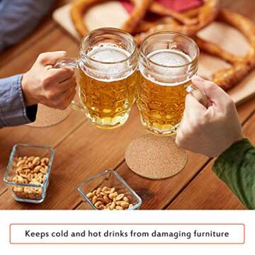 BEFORYOU 60 Pack Self-Adhesive Cork Round Coasters - 4"x 4" Cork Backing Sheets Mini Wall Cork Tiles for Coasters and DIY Crafts