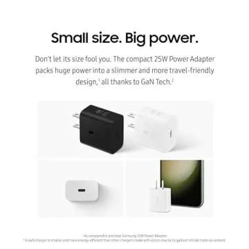 Samsung 25W Wall Charger Power Adapter, Cable Not Included, Super Fast Charging, Compact Design, Energy Efficient, Compatible with Galaxy and USB Type C Devices, Black