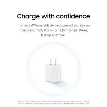 Samsung 25W Wall Charger Power Adapter, Cable Not Included, Super Fast Charging, Compact Design, Energy Efficient, Compatible with Galaxy and USB Type C Devices, Black