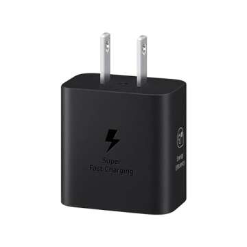 Samsung 25W Wall Charger Power Adapter, Cable Not Included, Super Fast Charging, Compact Design, Energy Efficient, Compatible with Galaxy and USB Type C Devices, Black