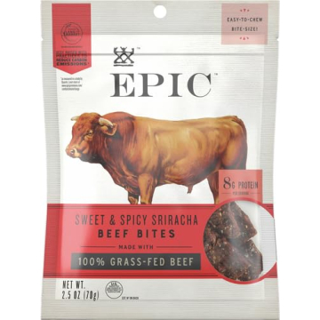 EPIC Sriracha Beef Bites Grass-Fed Protein Snack 2.5oz