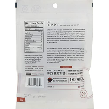 EPIC Sriracha Beef Bites Grass-Fed Protein Snack 2.5oz