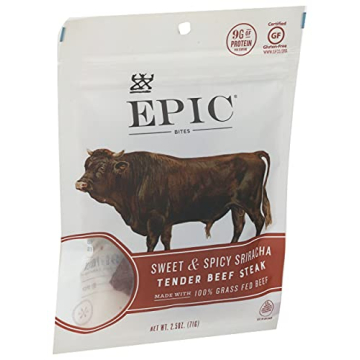 EPIC Sriracha Beef Bites Grass-Fed Protein Snack 2.5oz
