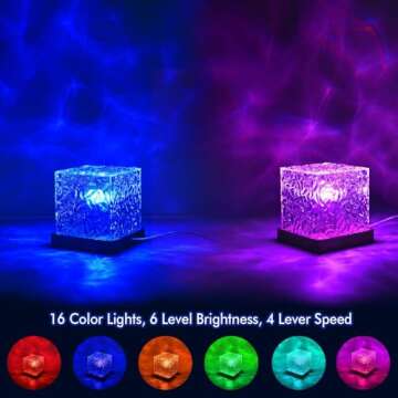 Northern Lights Projector Cube Lamp,Ocean Wave Projector with 16 Colors & 30 Modes Projector Light for Kids, Ceiling Projector for Bedroom/Party/Game Rooms