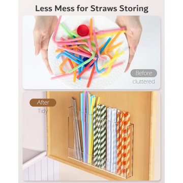 Upgraded 9.6'' Acrylic Straw Holder - Space-Saving Design