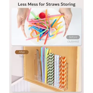 Upgraded 9.6'' Acrylic Straw Holder - Space-Saving Design