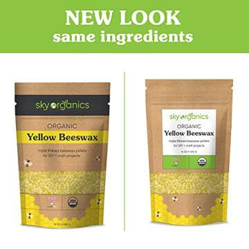 Sky Organics Organic Yellow Beeswax Pellets, 100% Pure USDA Certified Organic for DIY & Craft Projects, 16 Oz