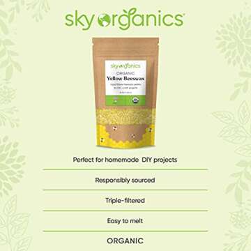 Sky Organics Organic Yellow Beeswax Pellets, 100% Pure USDA Certified Organic for DIY & Craft Projects, 16 Oz