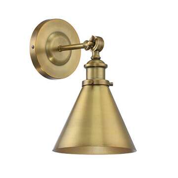 Savoy House 9-0901-1-322 Glenn Vintage Industrial Adjustable Metal Wall Sconce, 1-Light 60 Watt, 12" H x 7" W, Warm Brass