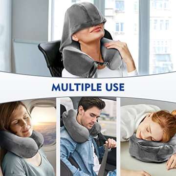 Cuddool Travel Neck Pillow with Hood for Ultimate Comfort