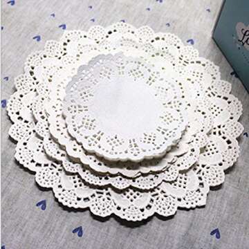 Yunko 96 Pcs White Round Lace Paper Doilies for Party Decor 4.5",5.5",6.5,8.5"(24 of each size)