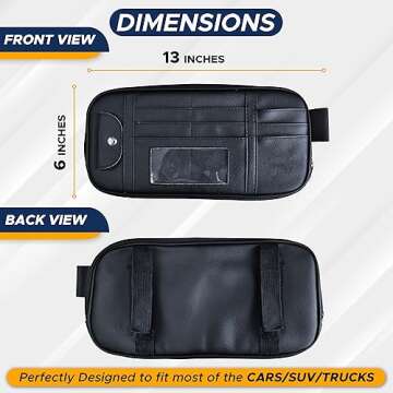 EcoNour Car Sun Visor Organizer (Black) | Storage Pouch Holder with Multi-Pocket Net Zipper | Sun Visor Organizer for Sunglass, Coin, Cash, Pen | Auto Interior Accessories for Car, Truck & SUV