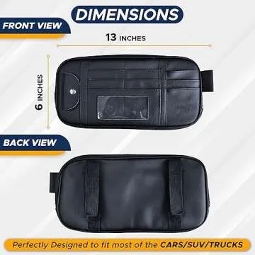 EcoNour Car Sun Visor Organizer (Black) | Storage Pouch Holder with Multi-Pocket Net Zipper | Sun Visor Organizer for Sunglass, Coin, Cash, Pen | Auto Interior Accessories for Car, Truck & SUV