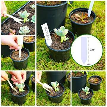 Ohuhu Extra-Thickened 6 Inch Plastic Plant Nursery Pots, 28 Pack Planting Pots with Drainage Holes & Plant Labels, Small Starter Planter Flower Pot for Seedling Succulents Cutting Transplanting