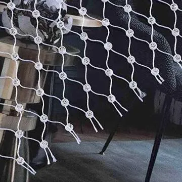 Victray Women Sparkle Fishnet Skirt Rhinestone Mesh Skirts Mini Crystal Cover Up Skirt Black Wrap Skirts (White)