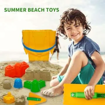 Holady 7 Pcs Beach Sand Toys Set,Includes Beach Toys Castle Molds Sand Molds, Beach Bucket,Shovel Tool Kit,Fun Outdoor Games Beach Accessories for Boys Girls