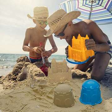 Holady 7 Pcs Beach Sand Toys Set,Includes Beach Toys Castle Molds Sand Molds, Beach Bucket,Shovel Tool Kit,Fun Outdoor Games Beach Accessories for Boys Girls