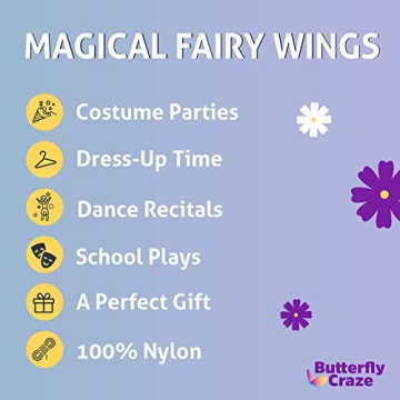 Butterfly Craze Colorful Fairy Wings - 4 Pack for Kids