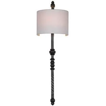 SAFAVIEH Lighting Collection Covington Farmhouse Rustic Traditional Silvered Black Metal 40-inch 1-light Bedroom Bathroom Vanity Hallway Foyer Living Room Wall Sconce (LED Bulb Included)
