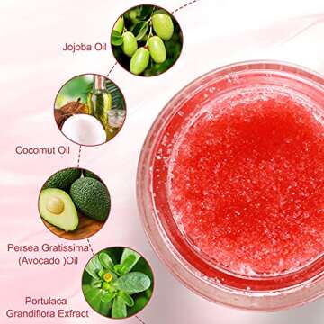 Lip Scrub, Lip Scrub Exfoliator and Moisturizer, Natural Lip Mask Treatment Care, Repair Dry and Cracked Lips (Strawberry)