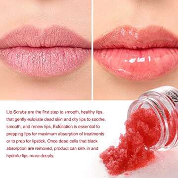 Lip Scrub, Lip Scrub Exfoliator and Moisturizer, Natural Lip Mask Treatment Care, Repair Dry and Cracked Lips (Strawberry)