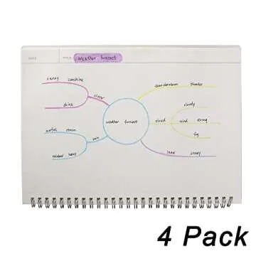 TWONE Graph Paper Notebook, 4 Pack Spiral Notebook with Plastic Cover, 60 Sheets, 7" x 10" for Home, School, Math, Algebra, Geometry, Mind Maps, Decision Trees