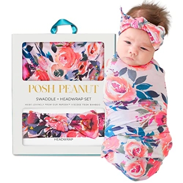 Posh Peanut Baby Swaddle Blanket, Soft Päpook Viscose from Bamboo Swaddles Wrap & Headband Set, Ant...