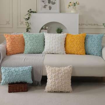 DFXSZ Spring Summer Pillow Covers 18x18 inch Set of 2 Farmhouse Decor Yellow Color Flower Heart Sunflower Soft Plush Faux Fur Jacquard Throw Pillows for Sofa Holiday Spring Home Decor PTK024C18