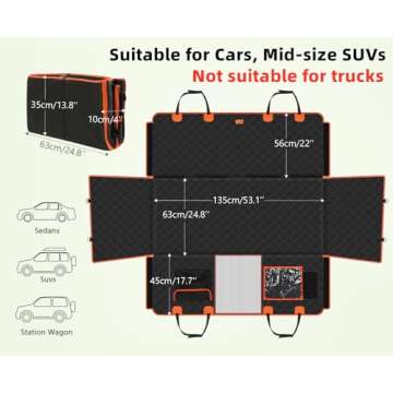 Pecute Dog Back Seat Extender, Back Seat Extender for Dogs, Hard Bottom Car Seat Cover for Large Dog...