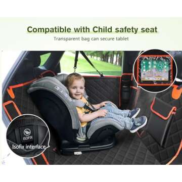 Pecute Dog Back Seat Extender, Back Seat Extender for Dogs, Hard Bottom Car Seat Cover for Large Dogs, Backseat Dog Hammock for Car SUV, Dog Car Seat Cover Extender for Car Travel & Camping Bed