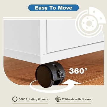 OLIXIS 5 Drawer Wood File Cabinet with Wheels for Easy Organization