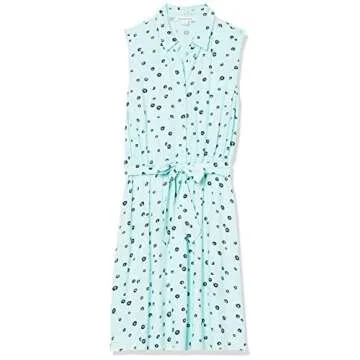 Aqua Blue Poppy Casual Sleeveless Dress for Women