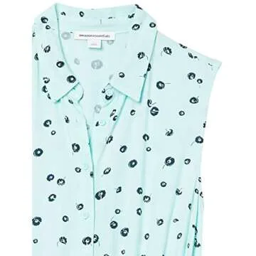 Aqua Blue Poppy Casual Sleeveless Dress for Women