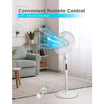 BLACK+DECKER 16" Stand Fan with Pedestal Base, Height Adjustable Pedestal Fan with Remote and Touch ...