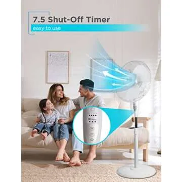 BLACK+DECKER 16" Stand Fan with Pedestal Base, Height Adjustable Pedestal Fan with Remote and Touch Control Panel, Free Standing Fan with 90-Degree Oscillating and 3-Speed Settings, White