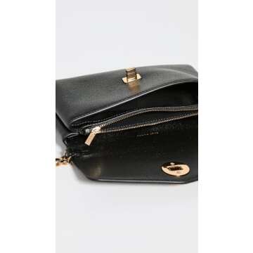 Tory Burch Women's Kira Pebbled Chain Wallet, Black, One Size