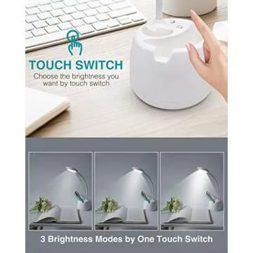 kolpop Desk Lamps for Home Office, Rechargeable Led Desk Lamp with USB Charging Port & Pen Phone Holder 3 Dimming Levels & Night Light Mode 360° Flexible Goose Neck LED Desk Light Desk Lamps for Kids